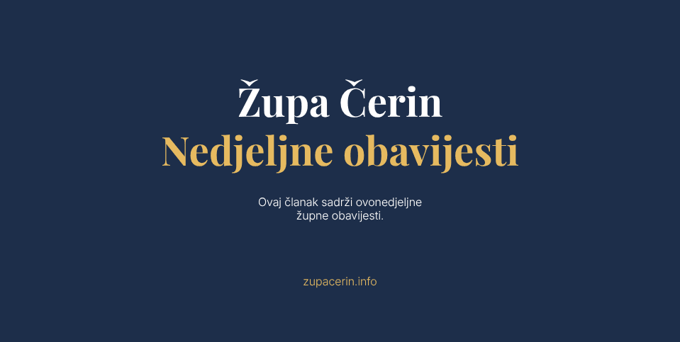 ŽUPNE OBAVIJESTI 16.8.2026.