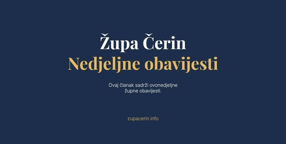ŽUPNE OBAVIJESTI 25.10.2026.